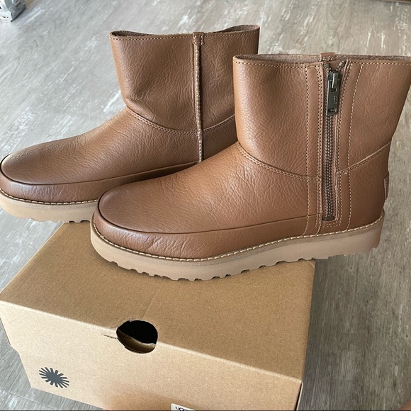 BNIB UGG Deconstructed Mini Zip Boot - Chestnut US 8/EU 39 - Picture 2 of 16